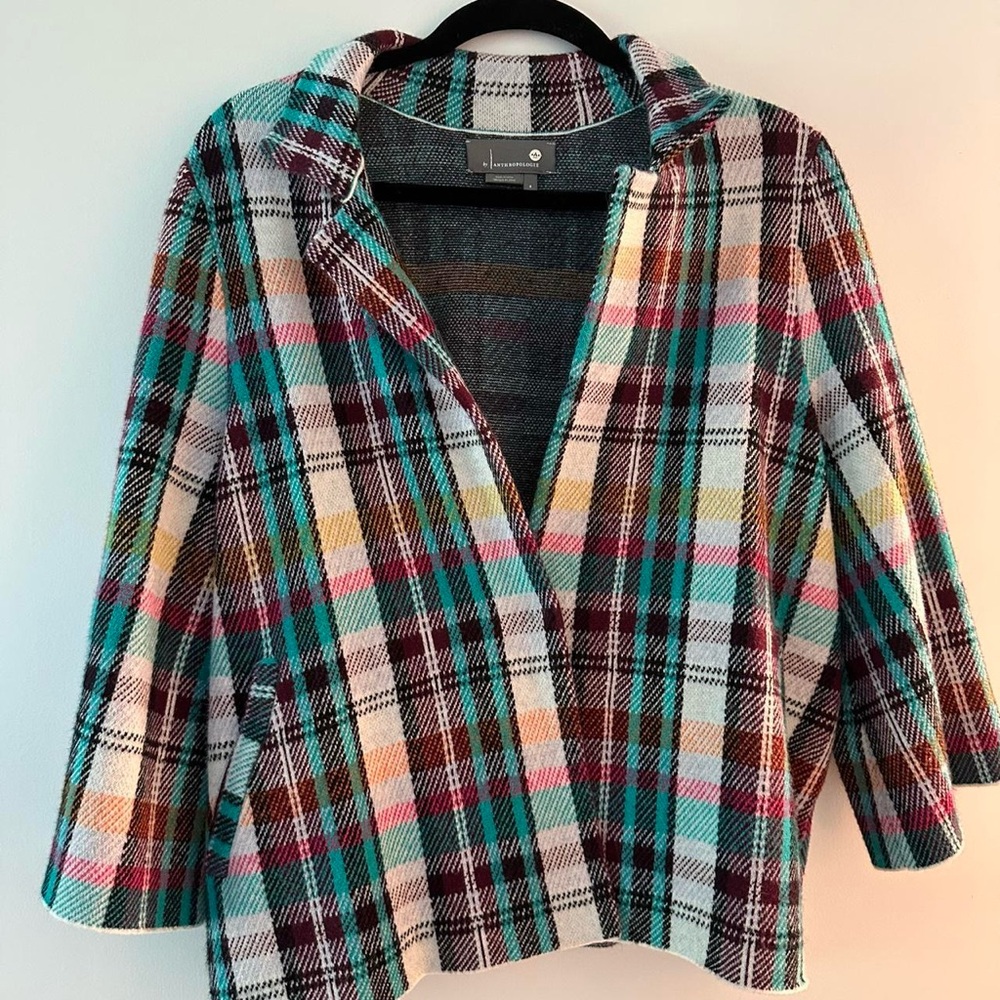 Anthropologie Multicolor Plaid Blazer